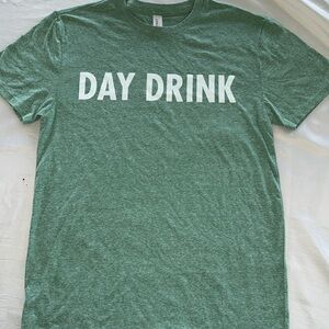 Deep Eddy ‘Day Drink’ Casual Tee Heathered Sage Green Graphic Fitted T-Shirt